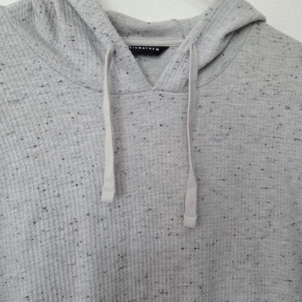 Travis Mathew Cloud Waffle Knit Hoodie Light Grey Speckled Pullover Mens Large